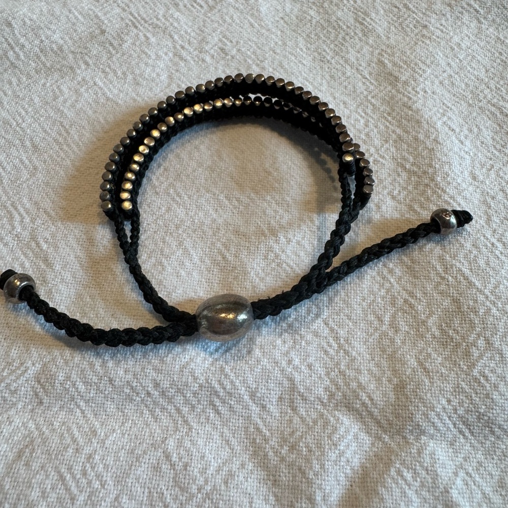 Stylish Black and Silver Woven Bracelet